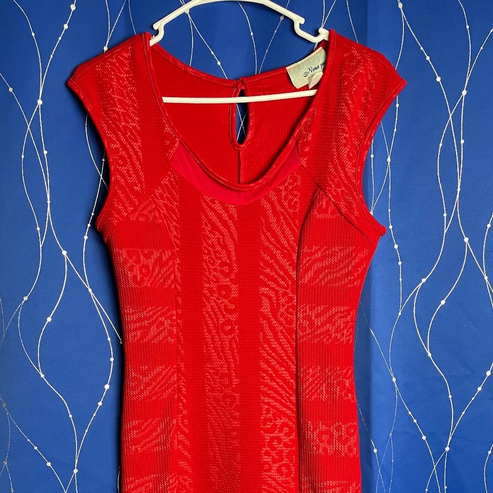 Red Leopard Print Pencil Dress, Size Medium!